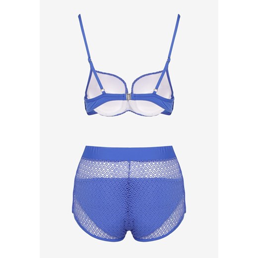 Niebieskie Bikini 3-Częściowe Stanik z Aplikacją Majtki Figi Szorty z Siateczki Renee 42 wyprzedaż Renee odzież