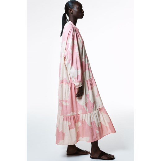 H & M - Falbaniasta sukienka maxi - Różowy H & M L H&M