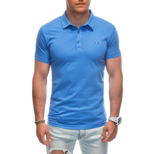 Koszulka męska Polo bez nadruku 1940S - jasnoniebieska Edoti L Edoti