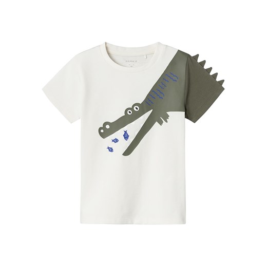 name it Koszulka &quot;Zooms&quot; w kolorze biało-oliwkowym ze sklepu Limango Polska w kategorii T-shirty chłopięce - zdjęcie 173130524