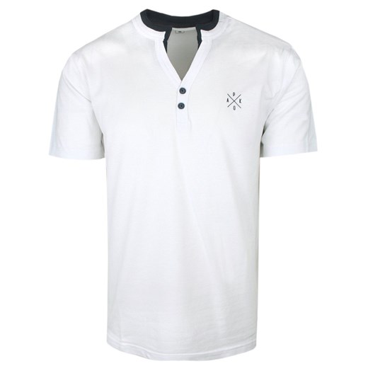Męska Koszulka (T-Shirt) z Dekoltem na Guziki - Pako Jeans - Biała TSPJNShulkBI ze sklepu JegoSzafa.pl w kategorii T-shirty męskie - zdjęcie 173132550
