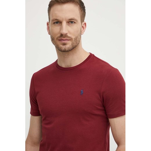 Polo Ralph Lauren t-shirt bawełniany męski kolor bordowy gładki 710671438 ze sklepu ANSWEAR.com w kategorii T-shirty męskie - zdjęcie 173133194