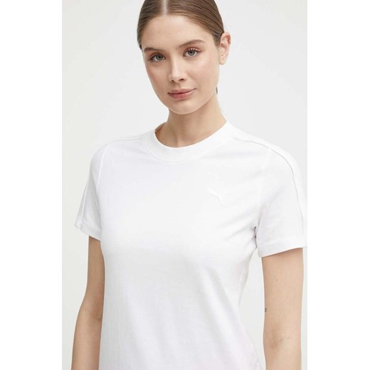 Puma t-shirt bawełniany HER damski kolor biały 677883 ze sklepu ANSWEAR.com w kategorii Bluzki damskie - zdjęcie 173133550