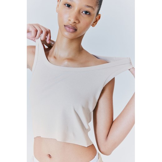 H & M - Krótki top bez rękawów - Beżowy ze sklepu H&M w kategorii Bluzki damskie - zdjęcie 173134830