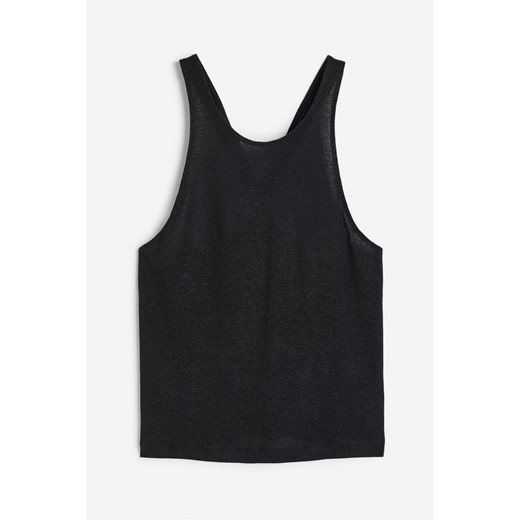 H & M - Koszulka z domieszką lnu - Czarny ze sklepu H&M w kategorii Bluzki damskie - zdjęcie 173134913