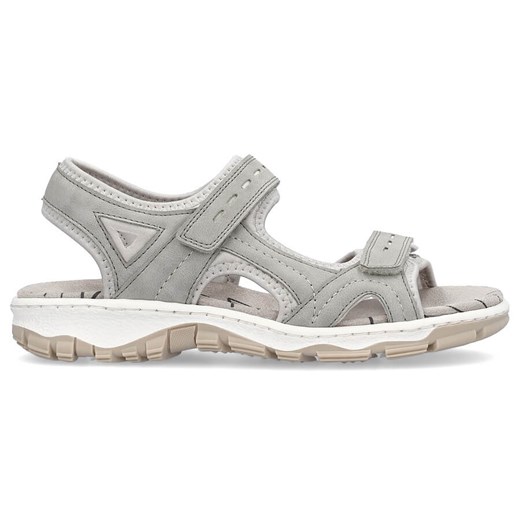 Komfortowe sandały damskie sportowe na rzepy szare Rieker 68866-40 ze sklepu ButyModne.pl w kategorii Sandały damskie - zdjęcie 173134984