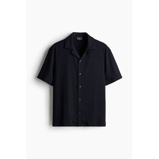 H & M - Kreszowana koszula z otwartymi klapami Regular Fit - Niebieski H & M XS H&M