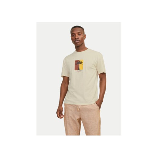 Jack&Jones T-Shirt Jormarbella 12255569 Beżowy Relaxed Fit ze sklepu MODIVO w kategorii T-shirty męskie - zdjęcie 173138961