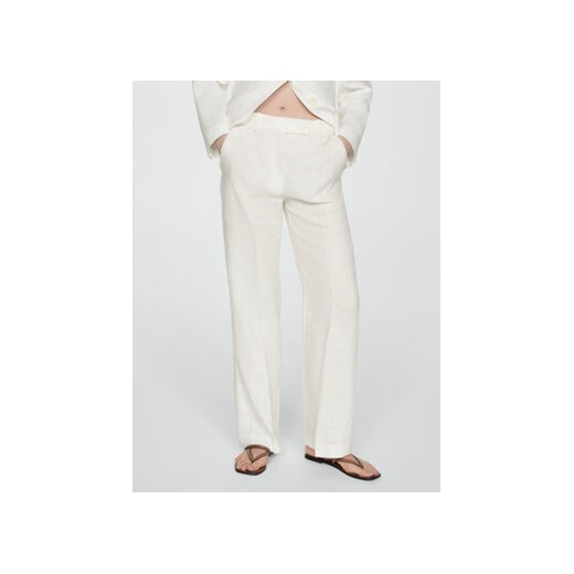 Mango Spodnie materiałowe Niza 77070369 Biały Regular Fit ze sklepu MODIVO w kategorii Spodnie damskie - zdjęcie 173139063