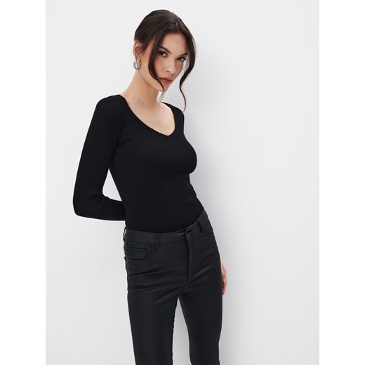 Mohito - Prążkowana bluzka - czarny ze sklepu Mohito w kategorii Bluzki damskie - zdjęcie 173139310
