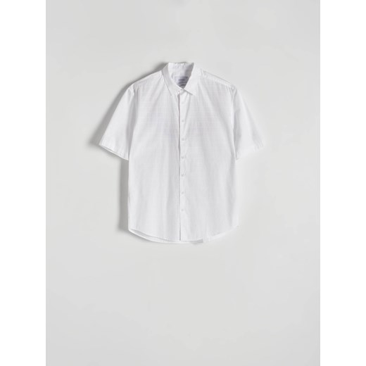 Reserved - Koszula regular z krótkim rękawem - biały ze sklepu Reserved w kategorii Koszule męskie - zdjęcie 173139800
