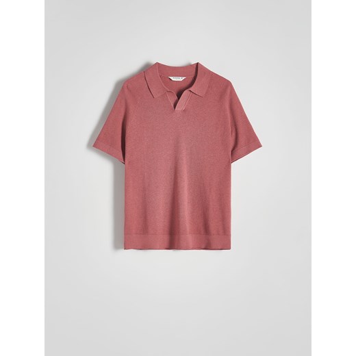 Reserved - Sweter polo z domieszką lyocellu - brudny róż ze sklepu Reserved w kategorii T-shirty męskie - zdjęcie 173140193