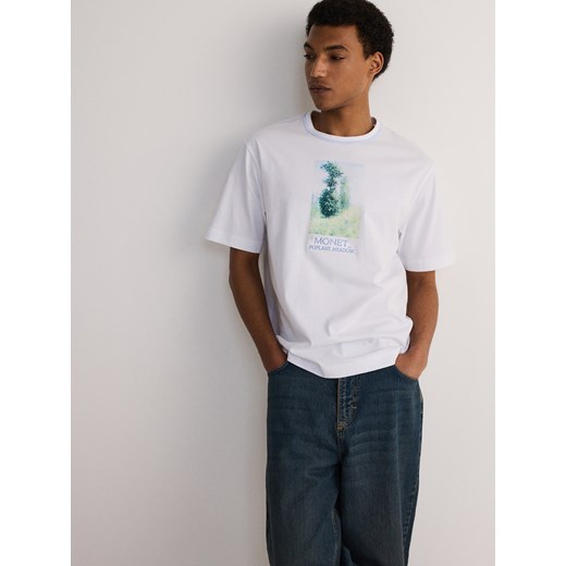 Reserved - T-shirt oversize z nadrukiem - biały ze sklepu Reserved w kategorii T-shirty męskie - zdjęcie 173140254
