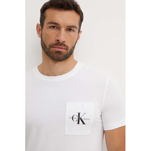 Calvin Klein Jeans t-shirt bawełniany męski kolor biały z nadrukiem J30J320936 ze sklepu ANSWEAR.com w kategorii T-shirty męskie - zdjęcie 173140574