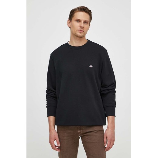 Gant bluza męska kolor czarny z aplikacją ze sklepu ANSWEAR.com w kategorii Bluzy męskie - zdjęcie 173140784
