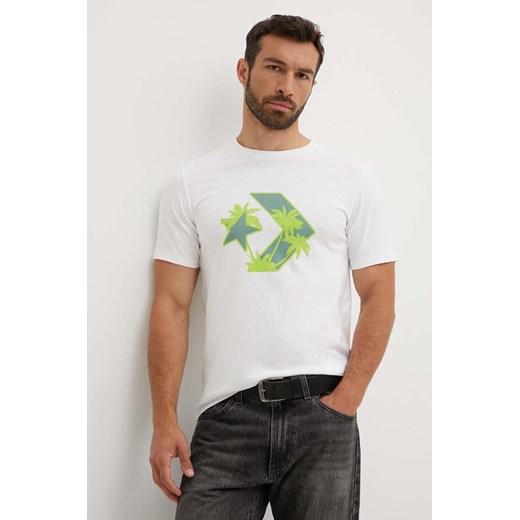Converse t-shirt bawełniany kolor beżowy z nadrukiem 10026417-A02 ze sklepu ANSWEAR.com w kategorii T-shirty męskie - zdjęcie 173140951