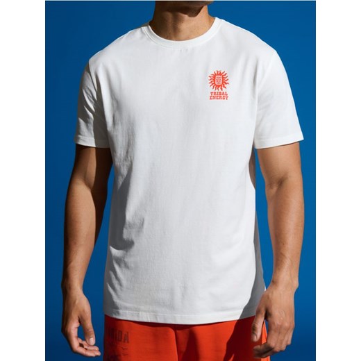 Sinsay - Koszulka z nadrukiem - kremowy ze sklepu Sinsay w kategorii T-shirty męskie - zdjęcie 173141472