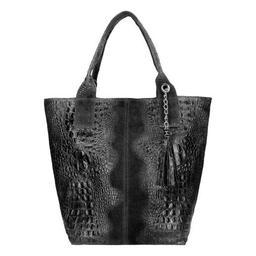 Wojas Czarna Shopperka Damska Z Dwoiny Welurowej ze sklepu Wojas w kategorii Torby Shopper bag - zdjęcie 173142673