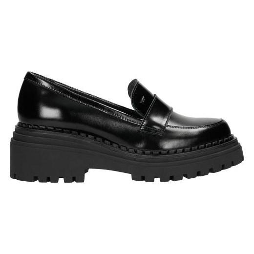 Wojas Czarne Skórzane Mokasyny Damskie Na Podwyższonej Podeszwie Wojas 40 Wojas