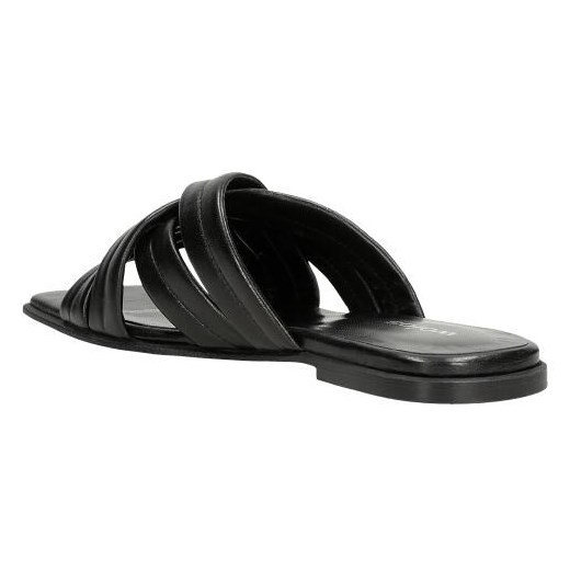 Wojas Czarne Skórzane Klapki Damskie Z Przeplatanymi Paskami Wojas 37 Wojas