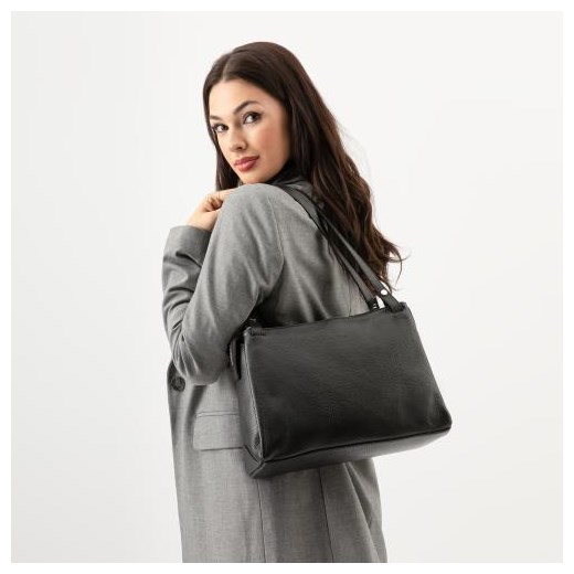 Wojas Duża Czarna Torebka Damska Ze Skóry Licowej ze sklepu Wojas w kategorii Torby Shopper bag - zdjęcie 173144931
