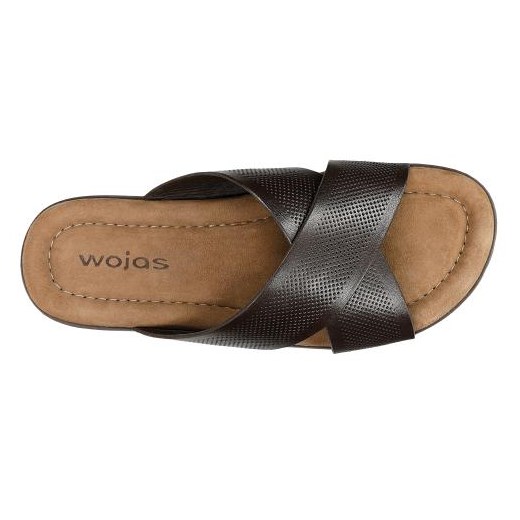 Wojas Ciemnobrązowe Klapki Męskie Z Perforowanej Skóry Licowej Wojas 44 Wojas