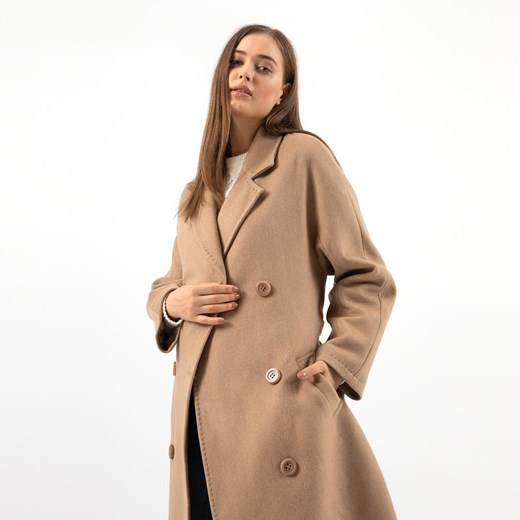 Relaks Płaszcz Damski Długi W Kolorze Beżowym ze sklepu Wojas w kategorii Płaszcze damskie - zdjęcie 173146470