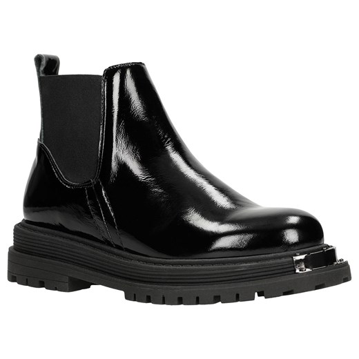 Wojas Czarne Lakierowane Sztyblety W Stylu Urban Wojas 37 okazyjna cena Wojas