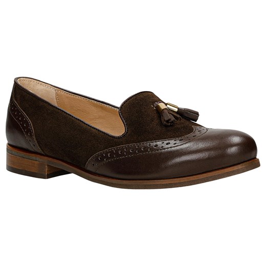 Wojas Ciemnobrązowe Loafersy Z Łączonych Skór Wojas 38 Wojas