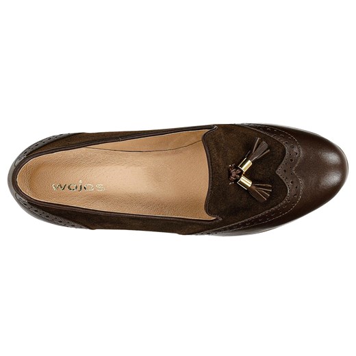 Wojas Ciemnobrązowe Loafersy Z Łączonych Skór Wojas 36 Wojas