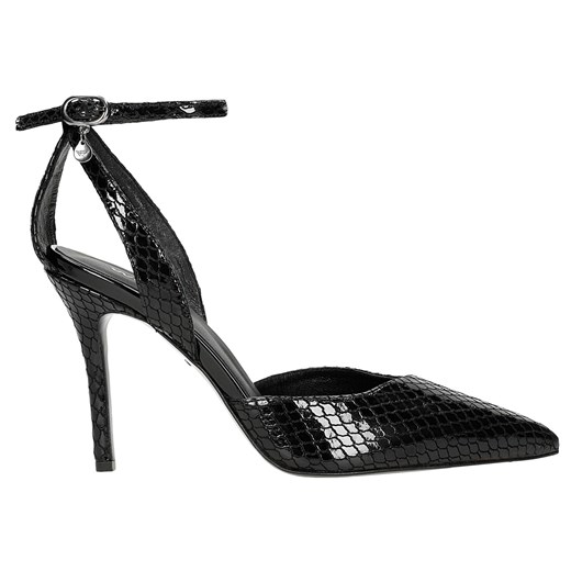 Wojas Zjawiskowe Czarne Szpilki Z Weluru Foliowanego Wojas 37 Wojas