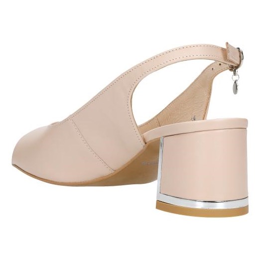 Wojas Beżowe Sandały Damskie Z Otwartą Piętą Oraz Ozdobnym Obcasem Wojas 40 Wojas