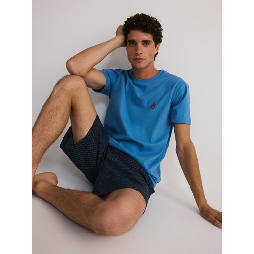 Reserved - Dwuczęściowa piżama z haftem - niebieski ze sklepu Reserved w kategorii Piżamy męskie - zdjęcie 173153982