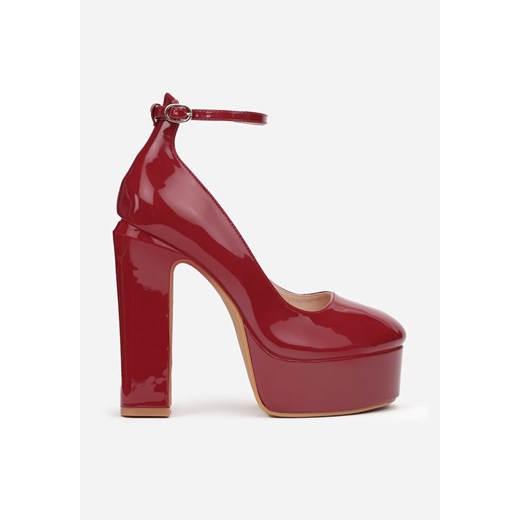 Bordowe Czółenka na Platformie i Słupku Mossaia Renee 37 renee.pl