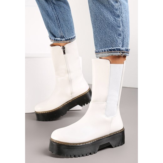 Białe Botki na Grubej Podeszwie Howon Renee 37 renee.pl