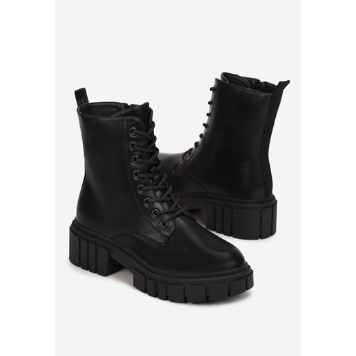 Czarne Botki Workery ze Sznurowaniem Hogima Renee 41 renee.pl