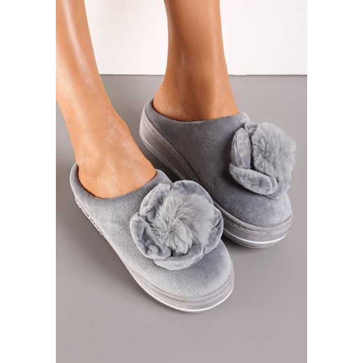 Szare Kapcie na Platformie z Pomponem Toro Renee 40-41 renee.pl