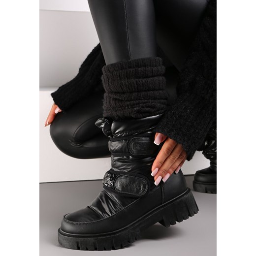 Czarne Śniegowce na Rzepy i Grubej Podeszwie Cashel ze sklepu renee.pl w kategorii Śniegowce damskie - zdjęcie 173162792