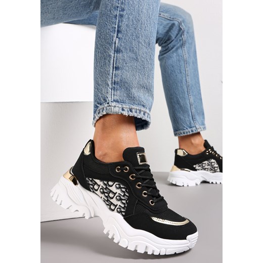 Czarne Sneakersy z Wstawkami na Grubej Podeszwie Trenta ze sklepu renee.pl w kategorii Buty sportowe damskie - zdjęcie 173164404