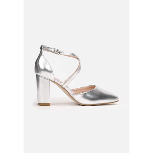 Srebrne Czółenka na Słupkowym Obcasie z Migdałowym Noskiem Aana Renee 37 renee.pl
