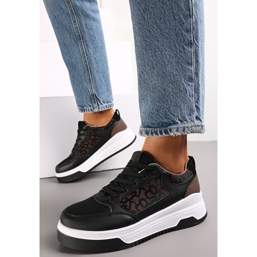 Czarne Sneakersy Zdobione Wstawką Lerijane ze sklepu renee.pl w kategorii Buty sportowe damskie - zdjęcie 173166932