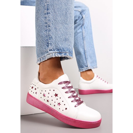 Biało-Różowe Sneakersy Sznurowane na Grubej Podeszwie Nensa ze sklepu renee.pl w kategorii Buty sportowe damskie - zdjęcie 173172061