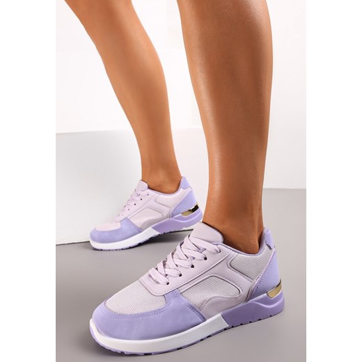 Fioletowe Sneakersy na Grubej Podeszwie z Metaliczną Wstawką Leesa Renee 39 renee.pl
