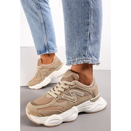 Ciemnobeżowe Sneakersy przed Kostkę na Grubej Podeszwie Ahana ze sklepu renee.pl w kategorii Buty sportowe damskie - zdjęcie 173175263