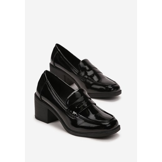 Czarne Lakierowane Półbuty na Słupku Thithel Renee 37 renee.pl