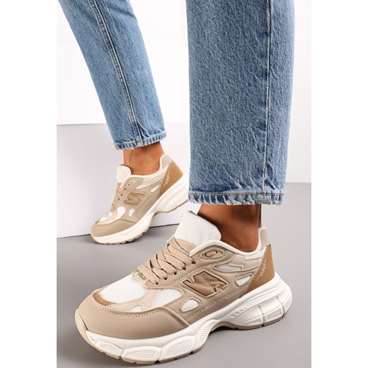 Ciemnobeżowe Sneakersy przed Kostkę na Grubej Podeszwie Sizen Renee 39 renee.pl