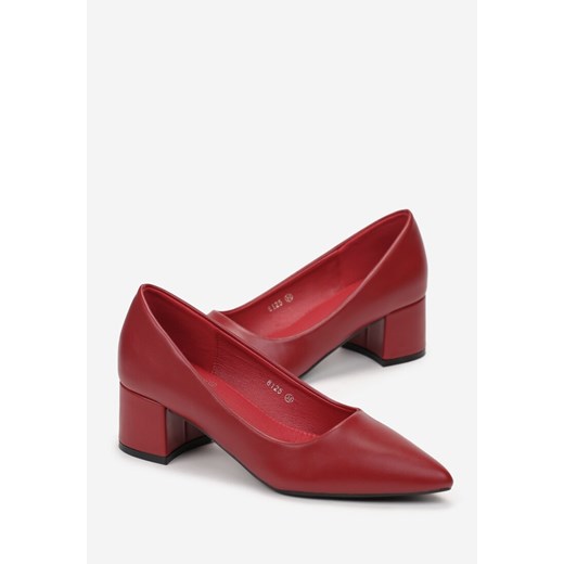 Czerwone Czółenka na Niskim Słupku ze Szpiczastym Noskiem Lorafiel Renee 37 renee.pl