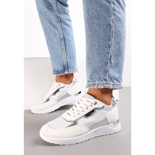 Białe Brokatowe Sneakersy z Metalicznymi Wstawkami Decima ze sklepu renee.pl w kategorii Buty sportowe damskie - zdjęcie 173178481
