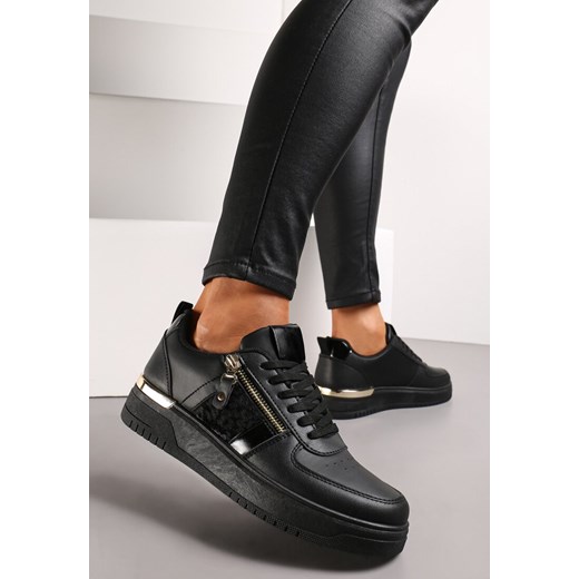 Czarne Sneakersy z Metaliczną Wstawką Guustene ze sklepu renee.pl w kategorii Buty sportowe damskie - zdjęcie 173180731