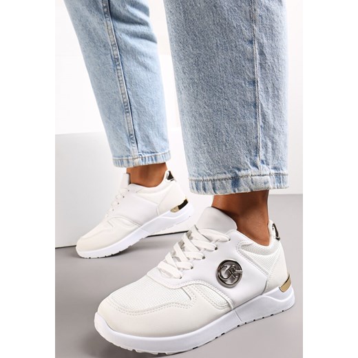 Białe Sneakersy Ozdobione Metalicznymi Wstawkami Dabriele ze sklepu renee.pl w kategorii Buty sportowe damskie - zdjęcie 173180811